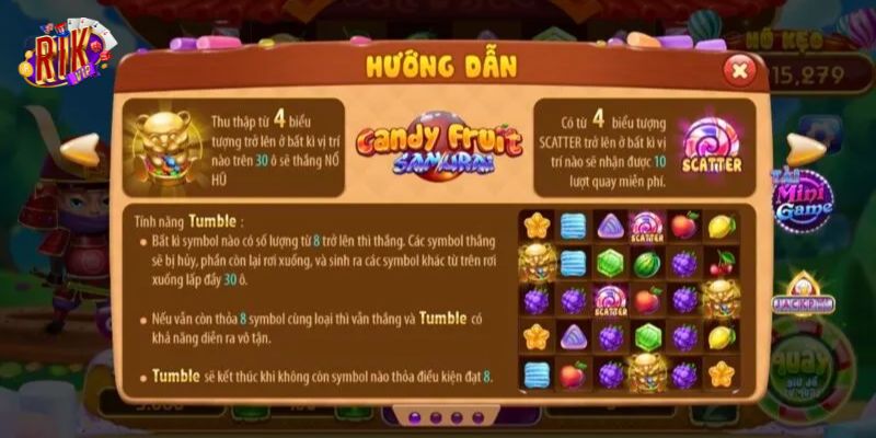 Luật chơi cùng cơ chế thắng thưởng candy fruit samurai
